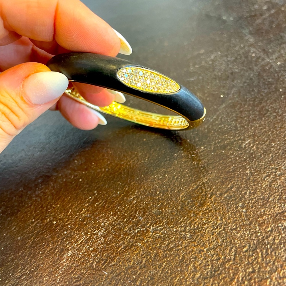 Roberto coin diamond and ebony wood bracelet